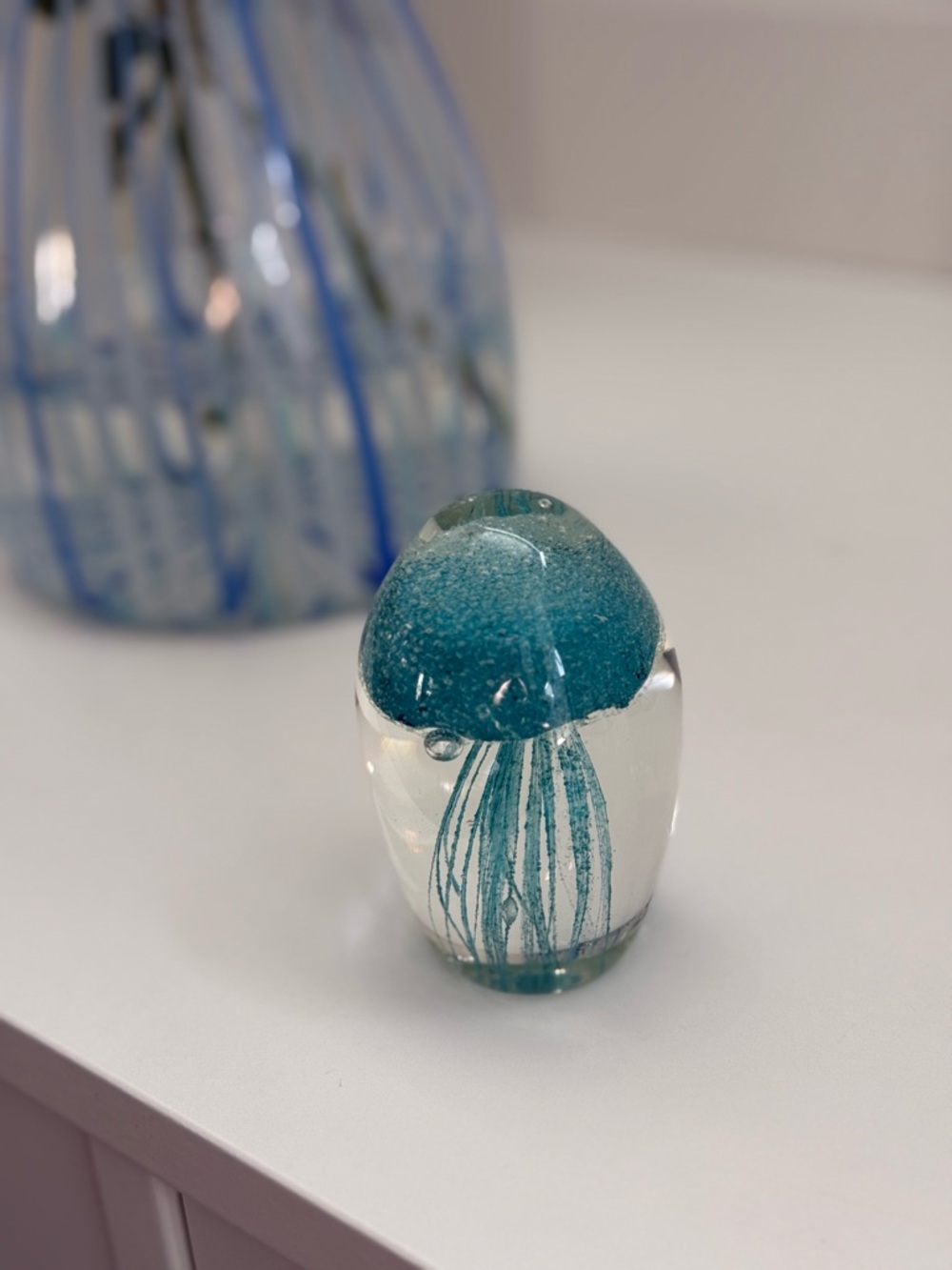 Teal Glass Jellyfish Art Paperweight - Unbranded - Picture 2 of 6